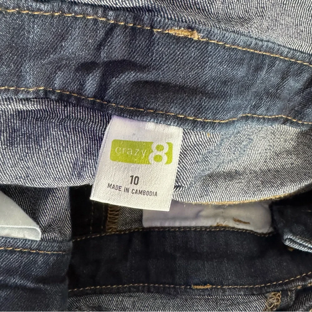 Crazy 8 sleeveless bib, overalls, kids size 10‎ dark denim tapered leg